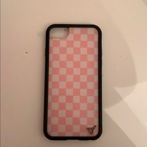 Pink checkerboard wildflower case for iPhone